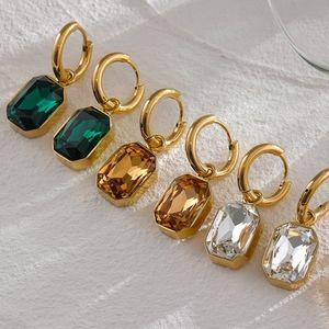 CHARM STAINLESS STEEL SQUARE DANGLE EARRINGS